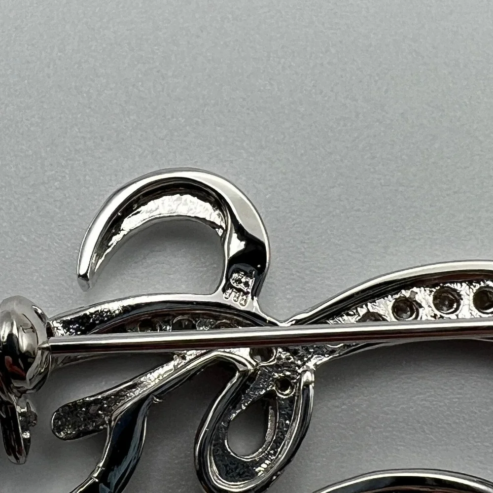 Berricle Initial E Brooch Silver Tone with CZ Accent Pin